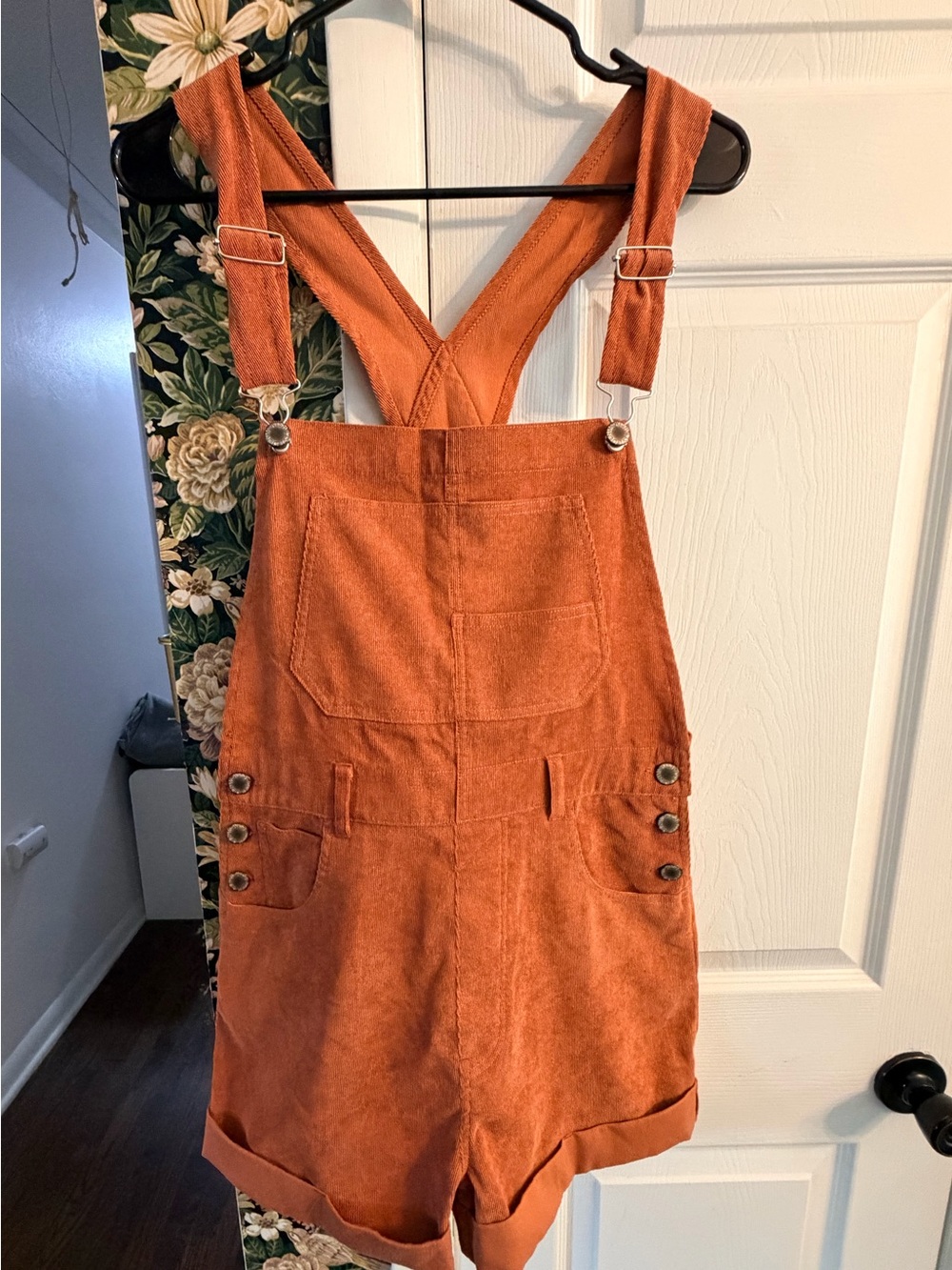 Wish List Jeans Rust Corduroy Overall Shorts π Adjustable Strap Romper- small